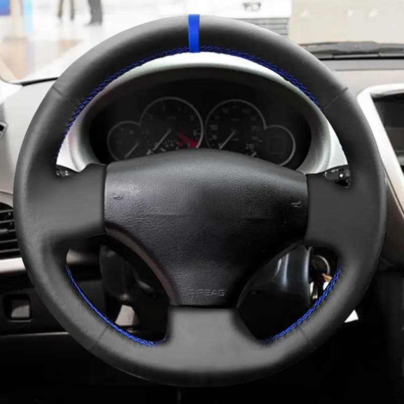 Steering Wheel Cover For Peugeot 206 1998-2005 206 SW 2003-2005 Hand Braids Car Steering Wheel Microfiber Leather Cover Trim