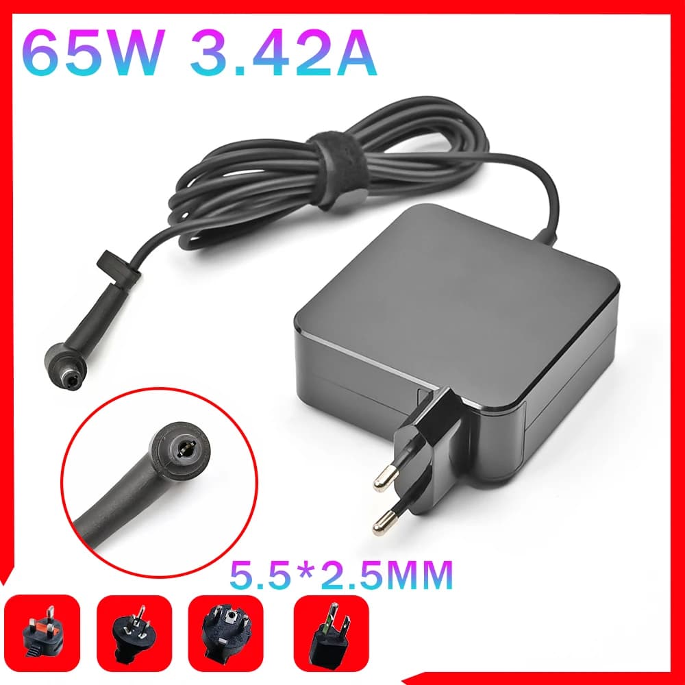EU 19V 3.42A 65W 5.5X2.5mm AC Charger Laptop Adapter ADP-65DW For ASUS X450 X550C X550V W519L X751 Power Supply Portable US