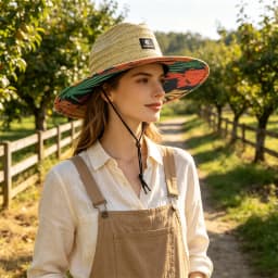 Fashion Lifeguard Hat Straw Weave Lady Summer Beach Sun Hat Outdoor Printing Wide Brim Panama Hat Size 57-60CM