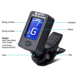 JOYO JT-01 Guitar Tuner 360 Degree Rotatable Digital LCD Screen Clip-on Tuner Chromatic Guitar Bass Violin Electronic Tuner