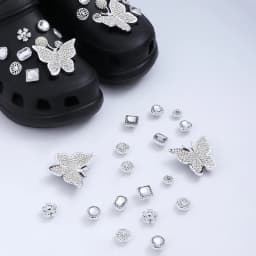 lot/set shoes charms chain butterfly gold silver diamond Accessories buckle for sandals clogs shoe Decorations man kids gifts