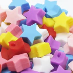 Cute-Idea 10PCs Star Silicone Beads Teether Pacifier Chain Chewable DIY Accessories Chain Teething Soft Baby Product Food Grade