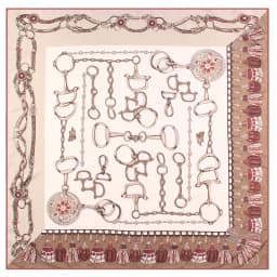 Manual Hand Rolled Twill Silk Scarf Women Tassel Chain Print Square Scarves Wraps Echarpe Curled Foulards Femme Bandana Hijabs