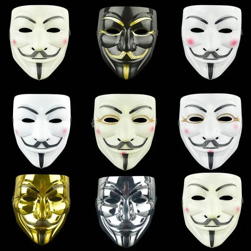 Anonymous Guy Fawkes Halloween Christmas Party Gift for Adult Kids Film Theme Mask Movie Cosplay V for Vendetta Hacker Mask