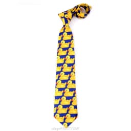 Men Women Funny Yellow Duck Printed Necktie Imitation Silk Cosplay Party Business Suit Ties Neckwear Show MY28 21 Dropship