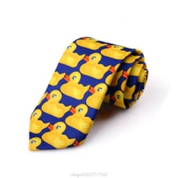 Men Women Funny Yellow Duck Printed Necktie Imitation Silk Cosplay Party Business Suit Ties Neckwear Show MY28 21 Dropship