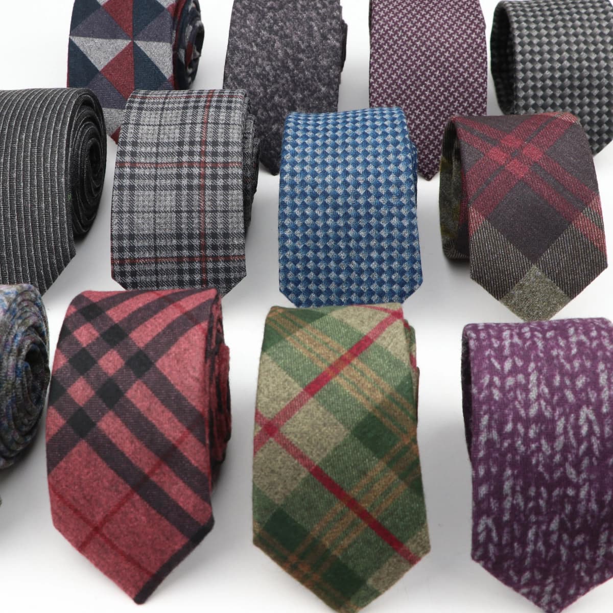 Men's Business Diamond Check Tie Artificial Wool Cotton Dark Color Tie Striped Black Grey Necktie For Daily Accessory Paty Gift