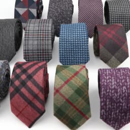 Men's Business Diamond Check Tie Artificial Wool Cotton Dark Color Tie Striped Black Grey Necktie For Daily Accessory Paty Gift
