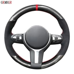 Black Carbon Fiber Suede DIY Car Steering Wheel Cover For BMW M Sport F30 F31 F34 F10 F11 F07 X1 X2 X3 F25 F32 F33 F36 F48 F39