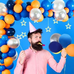 Outer Space Party Birthday Balloons Orange Navy Blue Chrome Silver Balloons Arch Garland for Birthday Party Decor Baby Shower