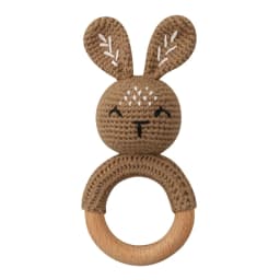 Baby Rattles DIY Crochet Cartoon Lion Fox Doll Hand Bell Carved Wooden Ring Teething Toys Newborn Molar Teether Educational Toy