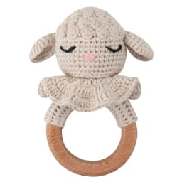 Baby Rattles DIY Crochet Cartoon Lion Fox Doll Hand Bell Carved Wooden Ring Teething Toys Newborn Molar Teether Educational Toy