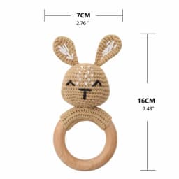 Baby Rattles DIY Crochet Cartoon Lion Fox Doll Hand Bell Carved Wooden Ring Teething Toys Newborn Molar Teether Educational Toy