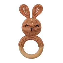 Baby Rattles DIY Crochet Cartoon Lion Fox Doll Hand Bell Carved Wooden Ring Teething Toys Newborn Molar Teether Educational Toy