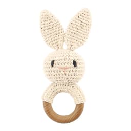 Baby Rattles DIY Crochet Cartoon Lion Fox Doll Hand Bell Carved Wooden Ring Teething Toys Newborn Molar Teether Educational Toy