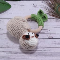 Baby Rattles DIY Crochet Cartoon Lion Fox Doll Hand Bell Carved Wooden Ring Teething Toys Newborn Molar Teether Educational Toy
