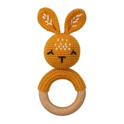 Baby Rattles DIY Crochet Cartoon Lion Fox Doll Hand Bell Carved Wooden Ring Teething Toys Newborn Molar Teether Educational Toy
