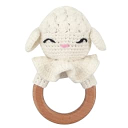 Baby Rattles DIY Crochet Cartoon Lion Fox Doll Hand Bell Carved Wooden Ring Teething Toys Newborn Molar Teether Educational Toy