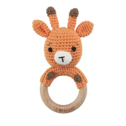 Baby Rattles DIY Crochet Cartoon Lion Fox Doll Hand Bell Carved Wooden Ring Teething Toys Newborn Molar Teether Educational Toy