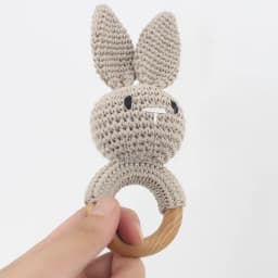 Baby Rattles DIY Crochet Cartoon Lion Fox Doll Hand Bell Carved Wooden Ring Teething Toys Newborn Molar Teether Educational Toy