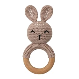 Baby Rattles DIY Crochet Cartoon Lion Fox Doll Hand Bell Carved Wooden Ring Teething Toys Newborn Molar Teether Educational Toy