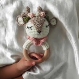 Baby Rattles DIY Crochet Cartoon Lion Fox Doll Hand Bell Carved Wooden Ring Teething Toys Newborn Molar Teether Educational Toy