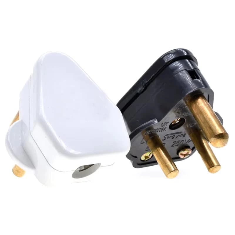 1PCS 5A 15A India South Africa Wiring Power Cord Plug BS546 Removable Cable Connector Detachable Power Plug Type M/D White Black