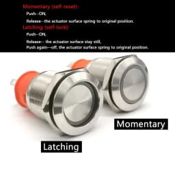 YUESHUN 19mm 10A 15A 20A Large Current Metal Momentary Latching Push Button 1NO Ring LED 12V 220V  Light Switches