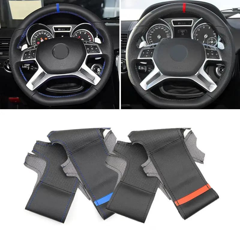 For Mercedes Benz C E M/ML GL GLS G Class W204 W212 W166 X166 W463 Perforated Leather Car Interior Steering Wheel Cover Trim