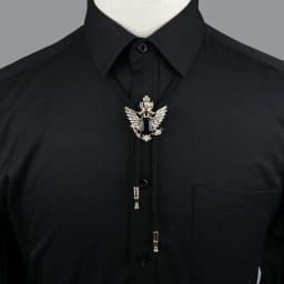 Round New Trendy Bolo Tie Popular Western Cowboy Star Men Women Necklaces Dance Necktie Retro Shirt Imitation Obsidian Pendant