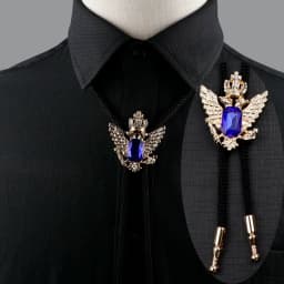 Round New Trendy Bolo Tie Popular Western Cowboy Star Men Women Necklaces Dance Necktie Retro Shirt Imitation Obsidian Pendant
