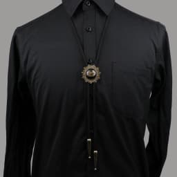 Round New Trendy Bolo Tie Popular Western Cowboy Star Men Women Necklaces Dance Necktie Retro Shirt Imitation Obsidian Pendant