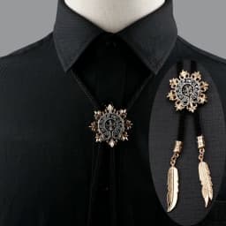 Round New Trendy Bolo Tie Popular Western Cowboy Star Men Women Necklaces Dance Necktie Retro Shirt Imitation Obsidian Pendant