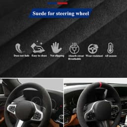 Car Steering Wheel Cover Hand-stitched Soft Black Genuine Leather Suede For Ford Focus 3 ST 2012 2013 2014