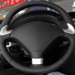 Soft Black Genuine Leather Car Steering Wheel Covers For Peugeot 307 CC 2004-2009 307 SW 2004-2009 407 407 SW 2004-2009