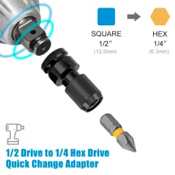 XCAN Wrench Socket Adapter 1/2" Square To 1/4" Hex Ratchet Socket Wrench Socket Adapter Spanner Set Drive Converter Impact Tool