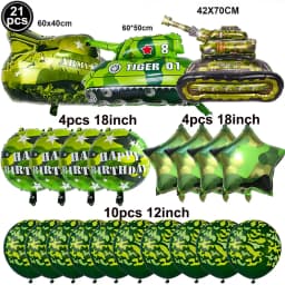 Army Birthday Party Decor Camo Cake Toppers Camouflage Tank Plane Cupcake Topper Birthday Soldier Military Party Supplies