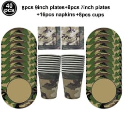 Army Birthday Party Decor Camo Cake Toppers Camouflage Tank Plane Cupcake Topper Birthday Soldier Military Party Supplies