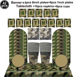 Army Birthday Party Decor Camo Cake Toppers Camouflage Tank Plane Cupcake Topper Birthday Soldier Military Party Supplies