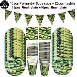 Army Birthday Party Decor Camo Cake Toppers Camouflage Tank Plane Cupcake Topper Birthday Soldier Military Party Supplies