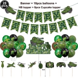 Army Birthday Party Decor Camo Cake Toppers Camouflage Tank Plane Cupcake Topper Birthday Soldier Military Party Supplies