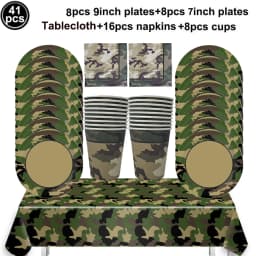 Army Birthday Party Decor Camo Cake Toppers Camouflage Tank Plane Cupcake Topper Birthday Soldier Military Party Supplies