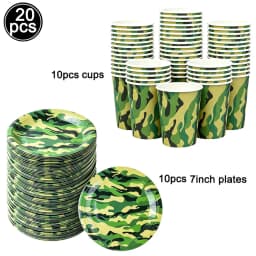 Army Birthday Party Decor Camo Cake Toppers Camouflage Tank Plane Cupcake Topper Birthday Soldier Military Party Supplies