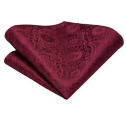 Mens Gift Tie Set Red Wine Burgundy Paisley Wedding Floral Maroon NeckTie For Men Fashion Design Hanky Cufflinks silk Business