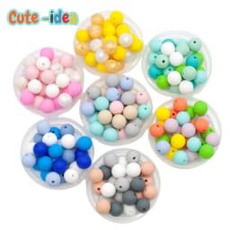 Cute-idea 50pcs Silicone Beads 12mm Food Grade Baby Loose Rounds perles Beads DIY Pacifier Chain Toys Accessories Baby Goods