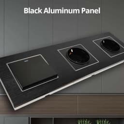 Wallpad DIY Module Black Aluminum Panel Wall Power Socket Electrical Outlet Function Key Free Combination