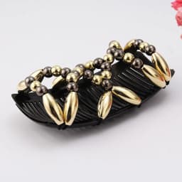 Vintage Magic Hair Comb Women Elastic Beads Hair Accessories Bun Holder Hair Clips Claw Comb-Stay Stretchy Headwear Hair Styling