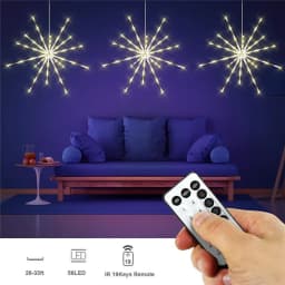14 Tubes Star 3D Dynamic Firework Lamp with Remote Control RGB LED Colorful Night Light for Holiday Decoration Children's Gift