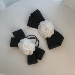 Women Elegant Camellia Hair Clips Wedding Accessories Hairpins Chic France Handmade White Flower Hair Tie Bow Knot Tie Barrette