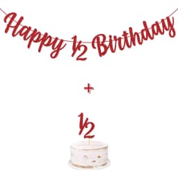 6 Months Happy Birthday Banner Happy 1/2 Birthday Banner Flag Banner for Half Year Baby Shower Birthday Party Decorations